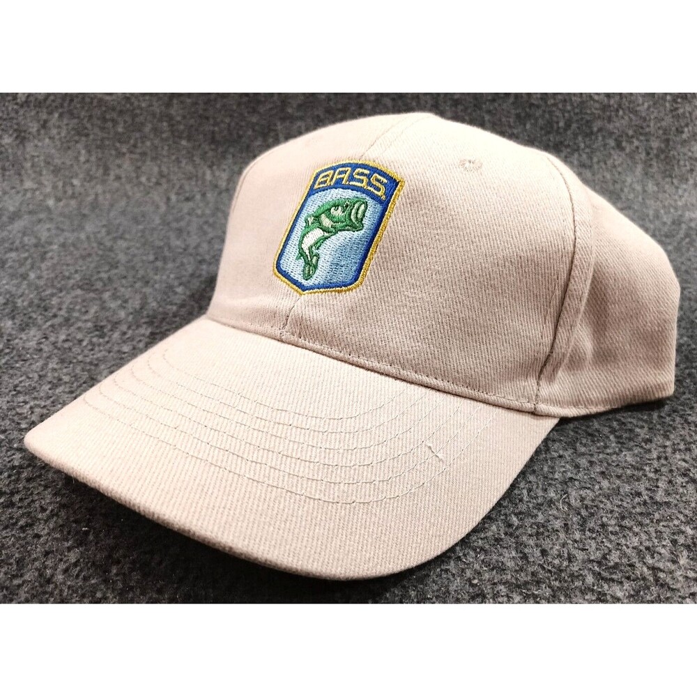 BASS Anglers Sportsman Society Ball Cap Hat Adjustable Beige Fishing Baseball